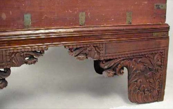 Anglo Indian Brass Mounted Mahogany Trunk on Stand
