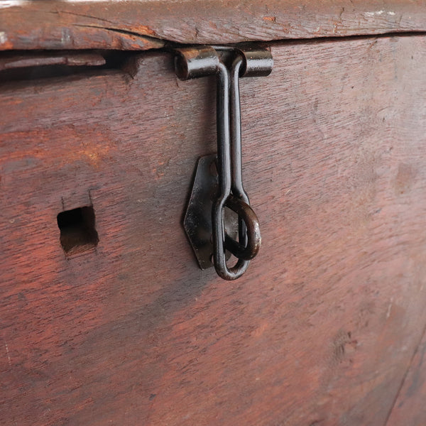 Early Indo-Portuguese Flat-top Iron Mounted Wooden Trunk