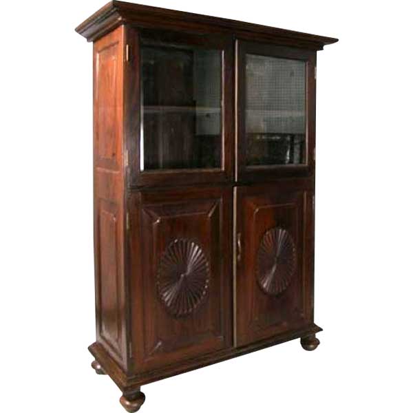 Anglo Indian Rosewood and Beveled Glass Bookcase Cabinet
