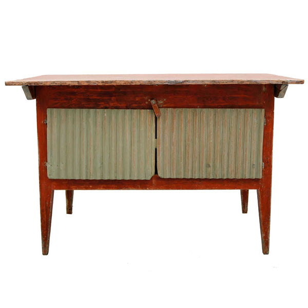 Swedish Gustavian Style Painted Pine Kitchen Work Table and Cupboard