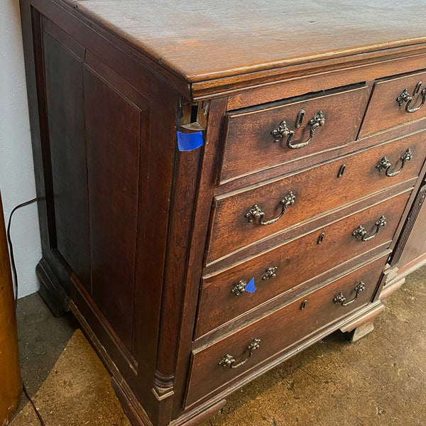 English Chippendale Oak Dresser Base / Sideboard Cabinet