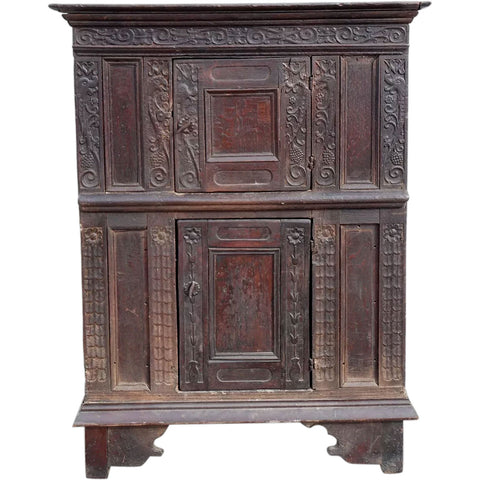 French Late Renaissance Carved Oak Two-Door Cupboard