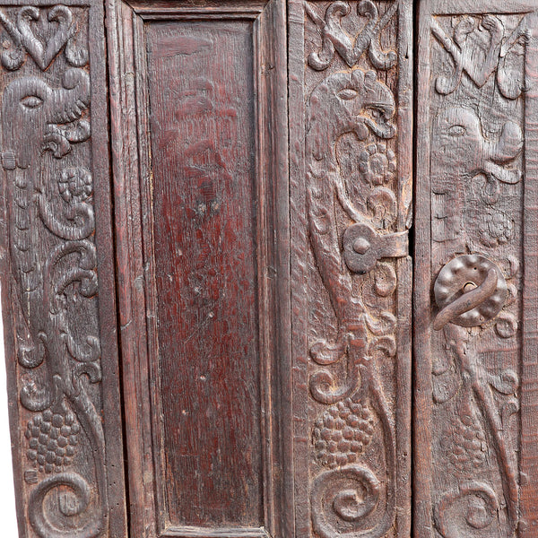 Rare French Late Renaissance Carved Oak Two-Door Cupboard