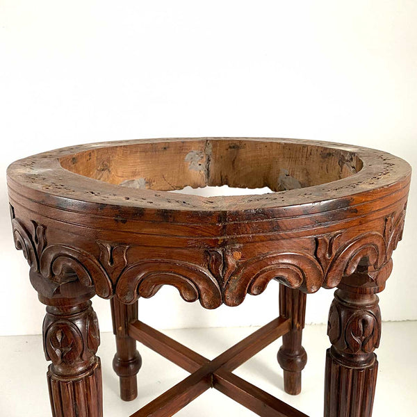Anglo Indian Solid Rosewood Round Stool or Side Table Base