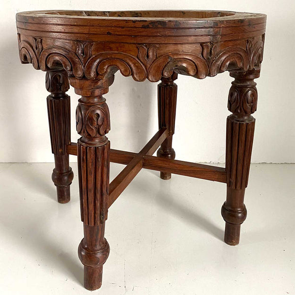 Anglo Indian Solid Rosewood Round Stool or Side Table Base