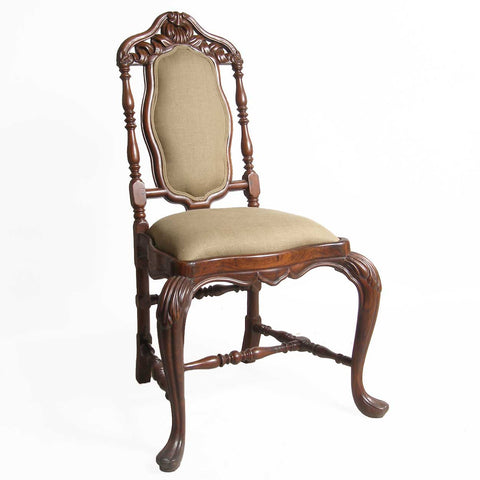 Indo-Portuguese Rosewood Upholstered Side Chair