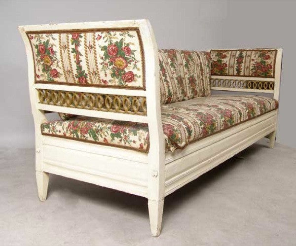Scandinavian Gustavian Painted Upholstered Settee
