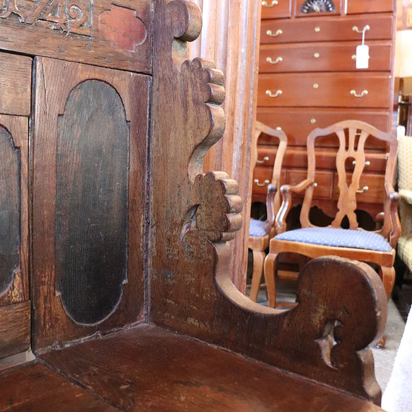 Scandinavian Baroque Painted Oak Box Settle Lift-Seat Bench