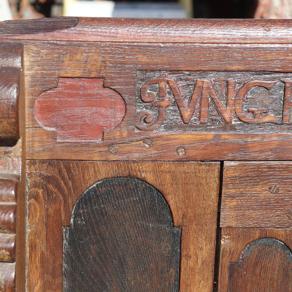 Scandinavian Baroque Painted Oak Box Settle Lift-Seat Bench