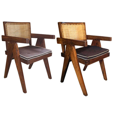 Assembled Set of Two PIERRE JEANNERET Teak Conference Chairs from Chandigarh, India