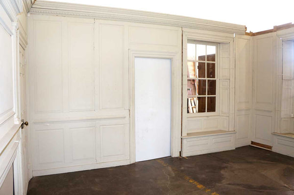 American Colonial Russell House White Painted Pine Paneled Drawing Room
