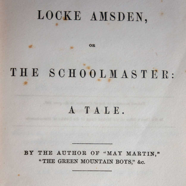 Book: Locke Amsden, or The Schoolmaster: A Tale by Daniel Pierce Thompson