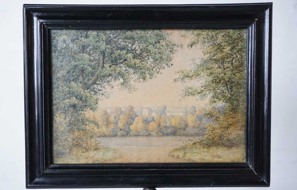 Rare Danish ANDREAS JUUEL for Bing & Grondahl Watercolor Painting on Porcelain Candle Screen