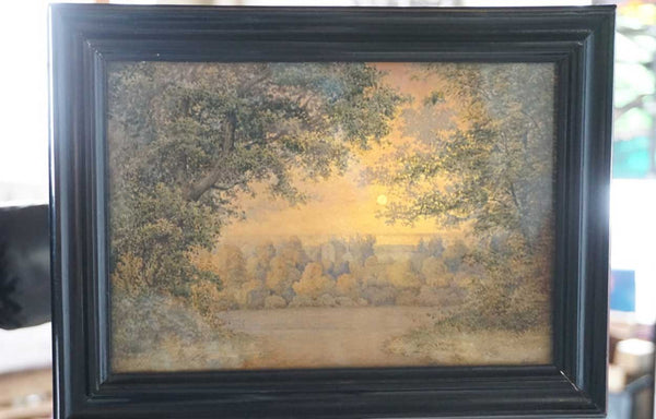Rare Danish ANDREAS JUUEL for Bing & Grondahl Watercolor Painting on Porcelain Candle Screen