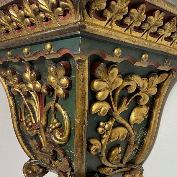 French Gilt Wood and Painted Wall Bracket Display Shelf