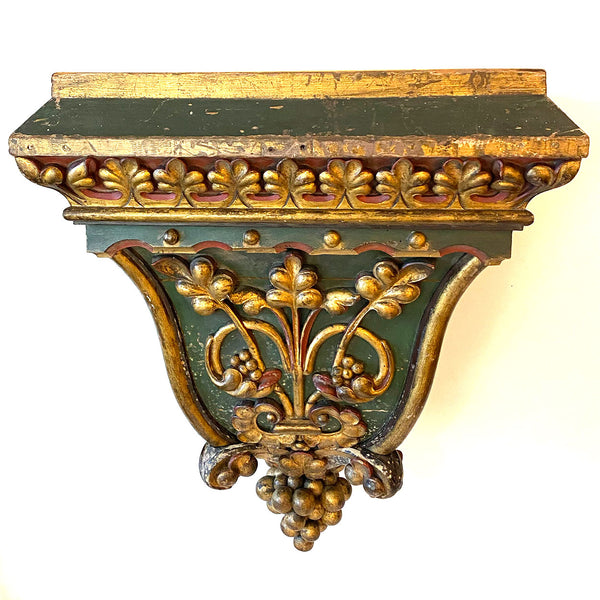 French Gilt Wood and Painted Wall Bracket Display Shelf