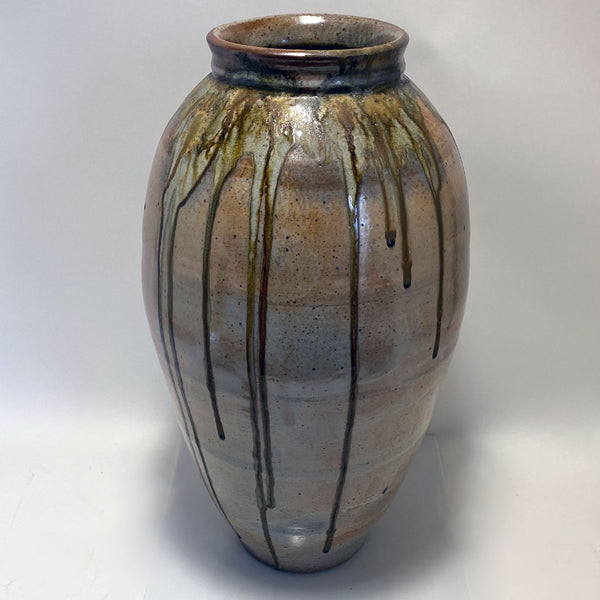 Large American DEREK REDDING for Flux Studio Drip Glazed Pottery Urn