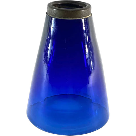 Small American Bronze Cobalt Blue Glass Bronze Mounted Conical Lamp Shade