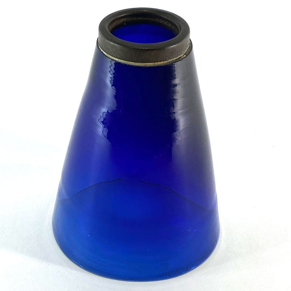 Small American Signed Cobalt Blue Favrile Glass Conical Lamp Shade