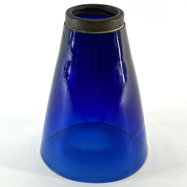 Small American Signed Cobalt Blue Favrile Glass Conical Lamp Shade