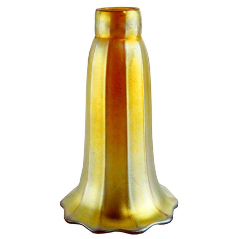 American Steuben Art Nouveau Glass Iridescent Gold Lily Lamp Shade