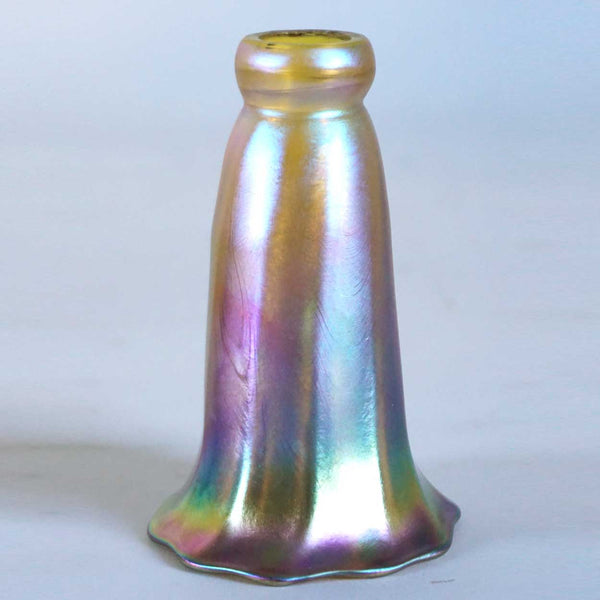 American Quezal Art Nouveau Glass Iridescent Gold Lily Lamp Shade