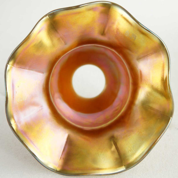 Large American Steuben Gold Aurene Iridescent Glass Lamp Shade
