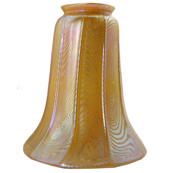 Set of Four American Durand Art Glass Gold King Tut Pattern Lamp Shades