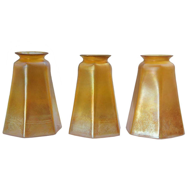 Set of Three American Tiffany Studios Gold Favrile Glass Lamp Shades