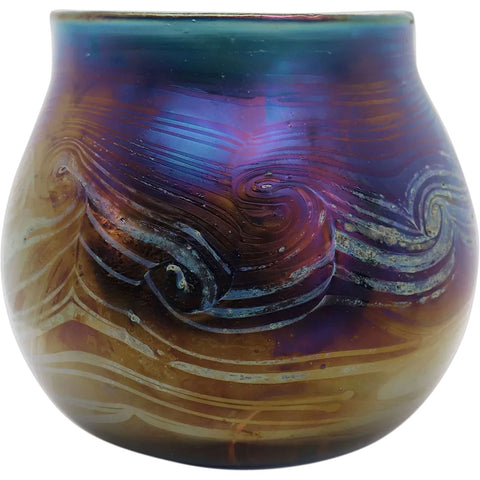 Vintage Reproduction Art Nouveau Style Studio Glass Iridescent Vase
