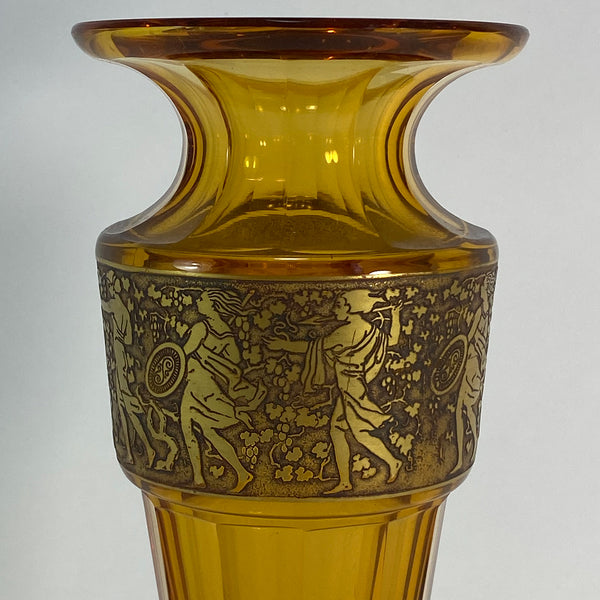 Bohemian Moser Karlsbad Amber Glass and Oroplastic Fipop Series Vase