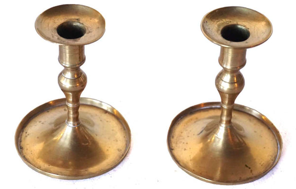 Pair of European Brass Taper Candlesticks