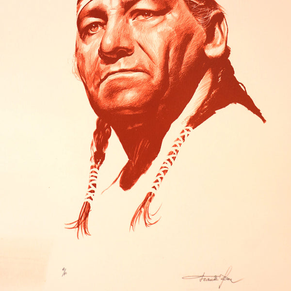 FRANK V. SZASZ Print on Paper, Portrait of a Native American Indian Chief A/P