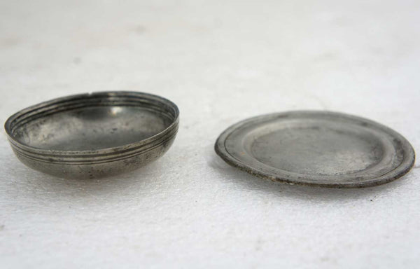 Early Small Pewter Plate and Lid