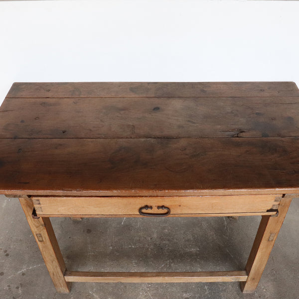 Early Mexican Mesquite One-Drawer Plank Top Work Table