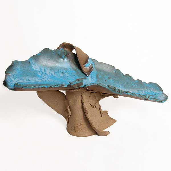 ERON JOHNSON Contemporary Art Pottery Turquoise Glaze Compote