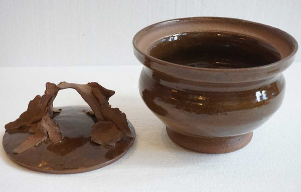ERON JOHNSON Contemporary Art Pottery Brown Glaze Lidded Pot