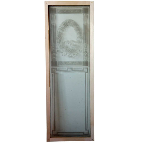 English Neoclassical Etched Glass Wood Frame Window