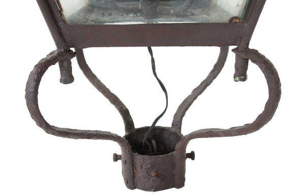 Victorian Copper and Glass Three-Light Street Post Lantern