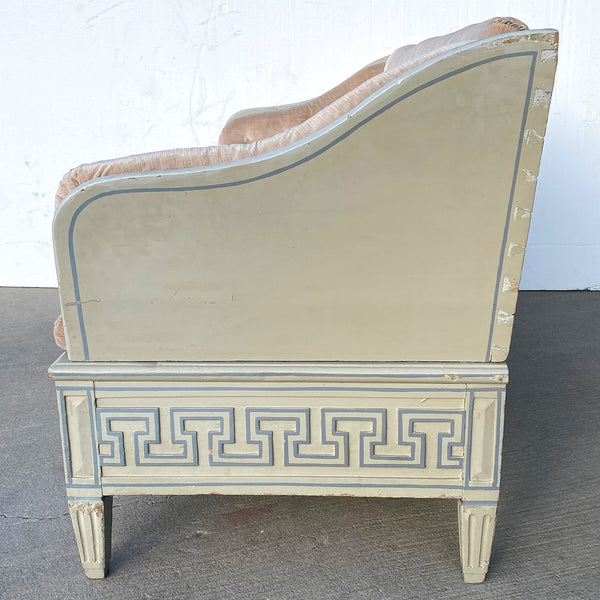 Swedish Gustavian Painted Pine Tufted Upholstered Trough Sofa (Tragsoffa)