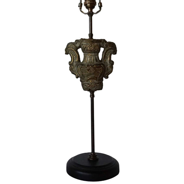 Italian Rococo Repousse Brass Altar Fragment as a Table Lamp