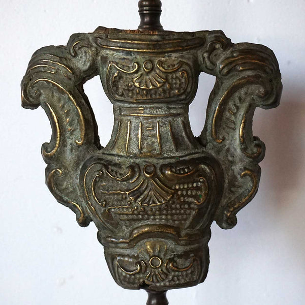 Italian Rococo Repousse Brass Altar Fragment as a Table Lamp