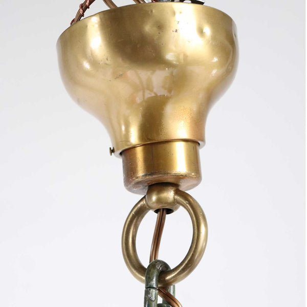 Vintage Swedish Art Deco Gilt Brass and Painted Bronze Six-Light Chandelier