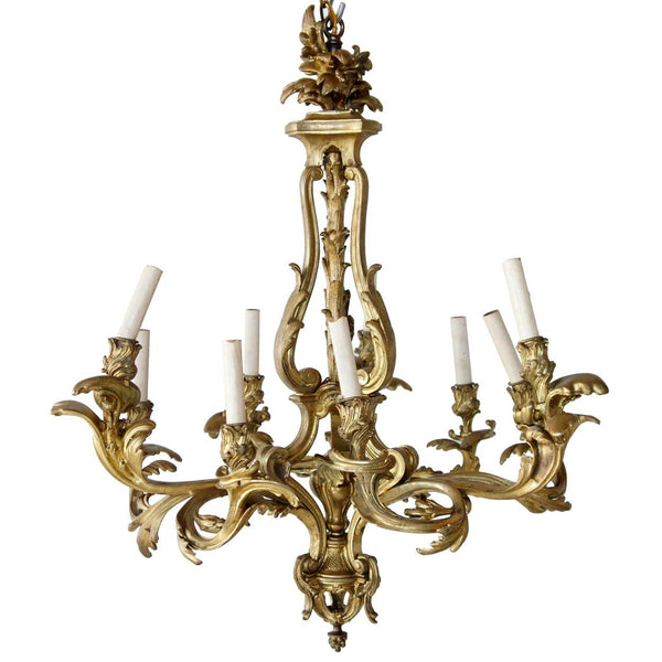 French Rococo Revival Gilt Bronze Nine-Light Chandelier
