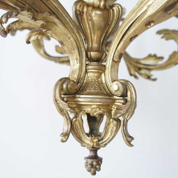 French Rococo Revival Gilt Bronze Nine-Light Chandelier