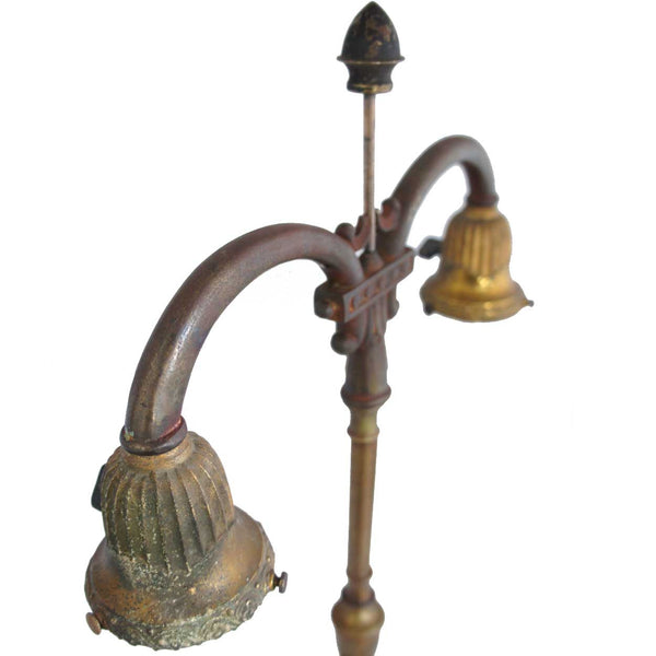 American Rembrandt Brass and Cast Iron Two-Light Student Table Lamp