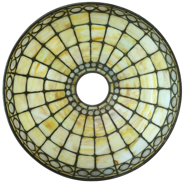 American Tiffany Studios Favrile Opalescent Jewelled Glass Geometric Table Lamp