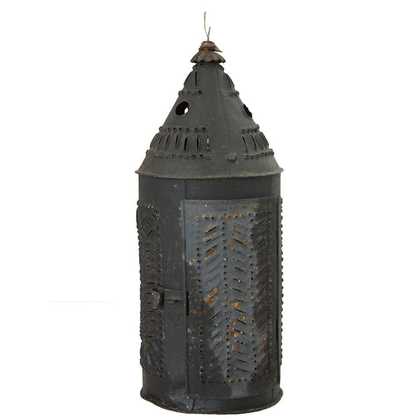 American Punched Tin Toleware Candle Lantern