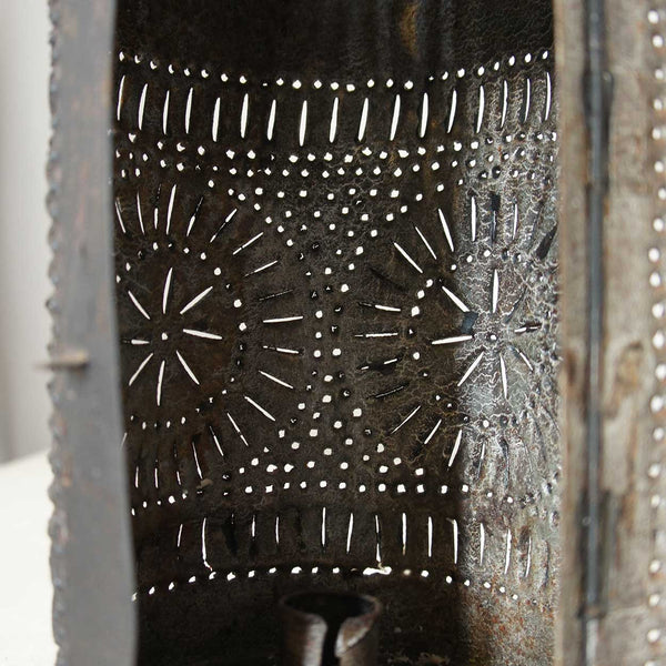 American Punched Tin Toleware Candle Lantern