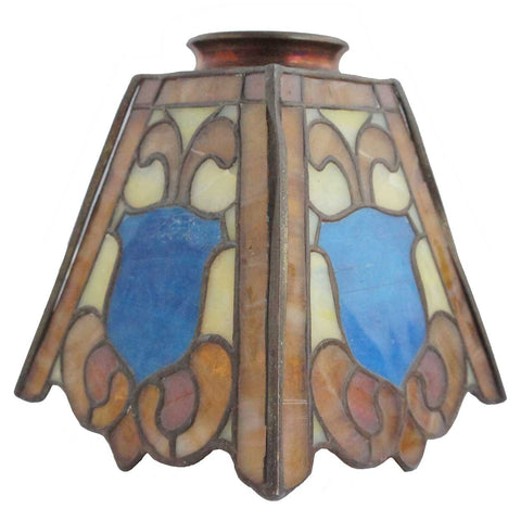 American Duffner and Kimberly Arts and Crafts Stained and Copper Foil Glass Lamp Shade